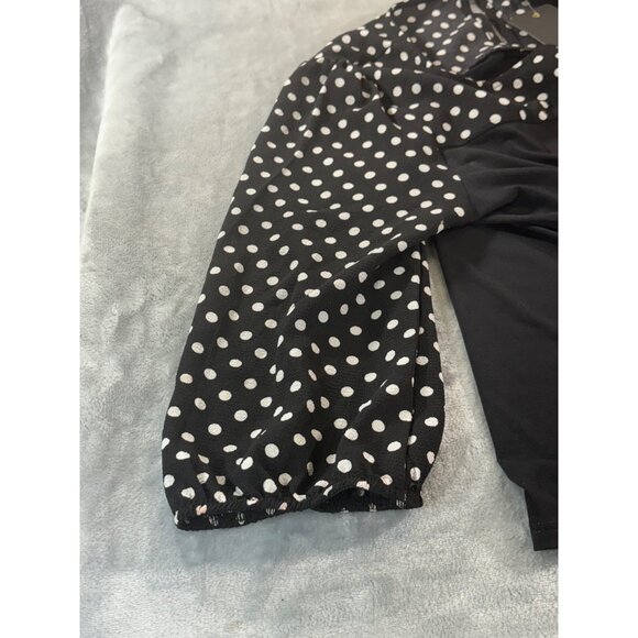 Espresso Blouse Women's XL Petite black and White Polka Dot top NWT - Picture 7 of 9